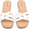 Womens Wide Width Flat Slides (White)