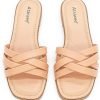 Womens Wide Width Flat Slides (Brown)