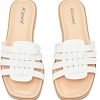 Womens Wide Gladiator Flat Slides (White)